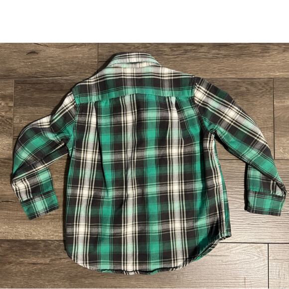 Ralph Lauren Boys Brown Green Long Sleeve Button Down Flannel Shirt Size 4 - Picture 2 of 4